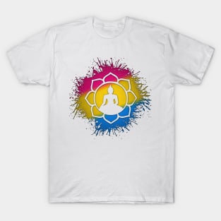 Paint Splatter Pansexual Pride Lotus Symbol T-Shirt